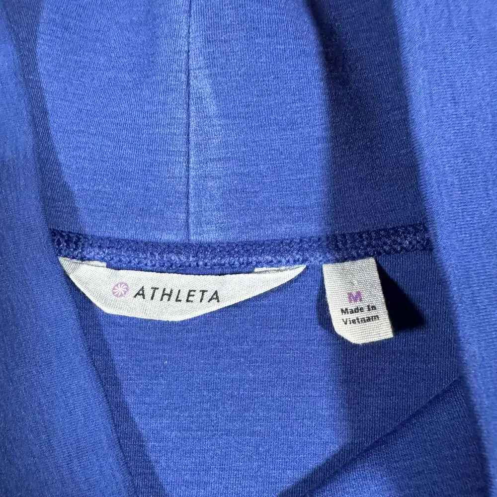 Athleta Blue SoftTech Shawl Collar Pullover Sweatshirt Size Medium - Picture 4 of 6